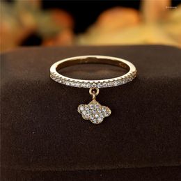 Wedding Rings Creative Small Cloud Pendant Ring White Zircon Crystal Stone Charm Gold Silver Colour For Women Bridal Jewellery