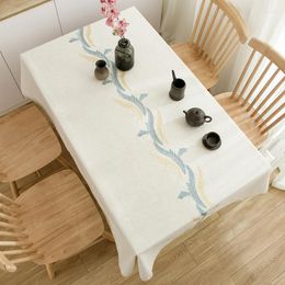 Table Cloth High Quality Plain Cotton Linen Lace Selvage Waterproof Oilproof Thick Embroidery Wedding Dining Cover