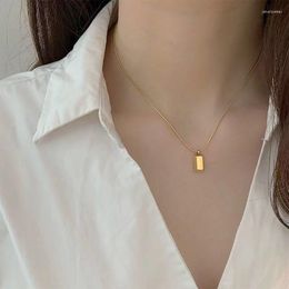 Pendant Necklaces Classic Rectangle Necklace Men Women Gold Color Small Bricks Jewelry Accessories