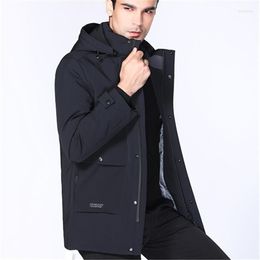 Men's Down Men 2023 Winter Coats Hooded Brief Paragraph Sent To Overcome With Thick White Duck Coat