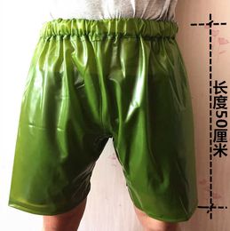 Men's Shorts Green PVC Man Shorts Waterproof Z0216