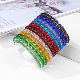 Strand Fashion 8mm Beads Bracelet Natural Crystal Glass For Women Jewellery Male Transparent Stone Bangles Stretch Energy Gift