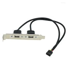 Computer Cables Black 2 Port USB 2.0 Motherboard Rear Panel Expansion Bracket To IDC 9 Pin Cable Host Adapter