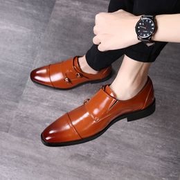 Dress Shoes Mens Formal Monk Oxford For Wedding Brand Leather Double Buckles big size 230216