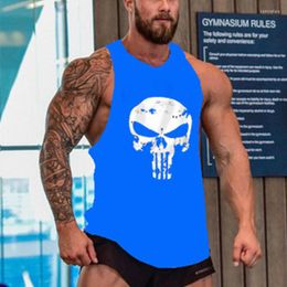 Tops Men's Tank Tops Skull Captain Gym Cotton Singlets Canotte Bodybuilding Stringer Top Super Man Fitness Shirt Muscle Guys Sleeveless