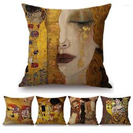 Pillow Gold Famous Oil Painting Throw Gallery Case Home Decorative Linen Pillowcase Sofa Car Office Cover