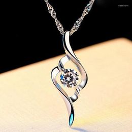 Chains S925 Sterling Silver 18 Inch Zircon Necklace For Women Fashion Charm Wedding Valentine's Day Gift Jewellery