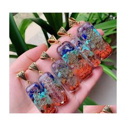 Pendant Necklaces Reiki Healing Colorf Chips Stone Natural Chakra Orgone Energy Necklace Pendum Amet Orgonite Crystal Sexyhanz Drop Dh2Y4