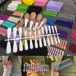 False Nails 24PCS Fashion Solid Color Matte Super Long Nail Ballet Press On Tips For Art Artificial Fingernails Fake