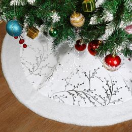 Christmas Decorations 90cm Tree Skirt White Plush Faux Fur Floor Mat Carpet Year Navidad Decoration