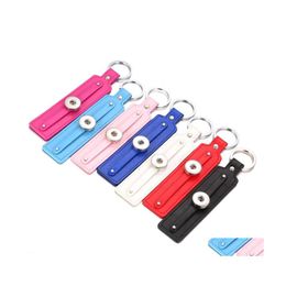 Key Rings Fashion Rec Pu Leather Keychain Jewellery 18Mm Snap Buttons Pendant Chain Car Bag Snaps Keyring Drop Delivery Dhmor