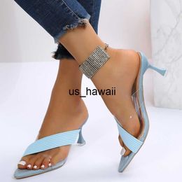 Slippers Slippers Female Women Fashion High Heels Transparent Elegant Summer Sandals for Shoes 2023 Zapatos De Mujer Indoor Luxury Adult 0217V23