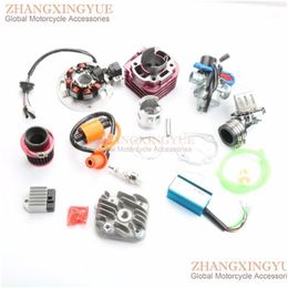 Engine Assembly 70Cc Cylinder Kit Head Carburetor Air Philtre Coil Cdi For Jog 50 Minarelli 1E40Qmb 47Mm/10Mm1 Drop Delivery Mobiles Dh5Ie