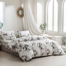 Bedding sets Marble Stripe Brushed Printed Bedding Set Nordic Bed Cover 150 Duvet Cover 200x200 1 Or 2 cases For Home Bedroom