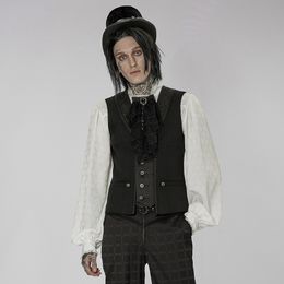 Men's Vests PUNKRAVE Waistcoat Gothic Patchwork Vest Gorgeous Fashion Voneck Party Dinner Short 230217