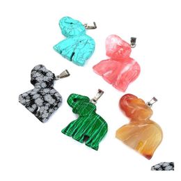 Charms Natural Semiprecious Stone Elephant Rose Quartz Healing Reiki Crystal Pendant Diy Necklace Earrings Women Fashion Whole Drop Dhuxq