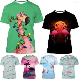 Men's T Shirts Fashion 3D Flamingo Print Summer Casual Short Sleeve Tops For Men And Women