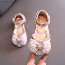 Sandals Sandals For Girls Summer Children Kids Baby Girls Pearl Bowknot Crystal Princess Sandals Wedding Shoes 2022 Spring New E442 W0217