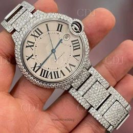 Women's Watches Customised White Loose Street Style Hip Hop Iced Out Full Lab Grown CVD HPHT Diamond Quartz Watch Ballon Bleu Wrist Watch