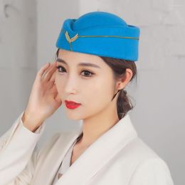 Berets Fashionable Air Hostesses Beret Elegant Dress Up Woolen Ladies Stewardess Cap Hats
