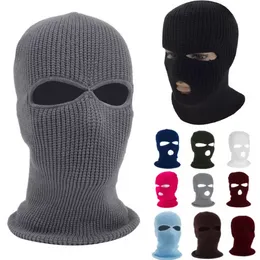 Knit 3 Hole Face Mask Ski Mask Balaclava Hat Face Beanie Cap Snow Winter Motorcycle Helmet Hat Designer Masks