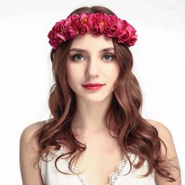 Decorative Flowers 6 Colors High Quality Many Rose Flower Hair Garland Crown Headband Floral Wreath Bridal Accessories