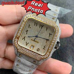 Wristwatches Luxury Custom Bling Iced Out Watches White Gold Plated Moiss anite Diamond Watchess 5A high quality replication Mechanical AYLV JSNG21