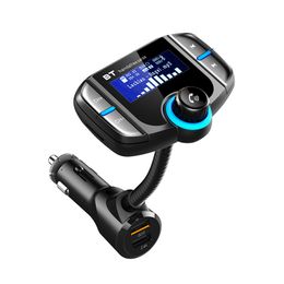 Bluetooth Cell Phone FM Transmitters 1.44 inch Big Screen FM Transmitter Dual USB Car Charger QC3.0 Handsfree Audio MP3 Music Player BT70 Car Kit