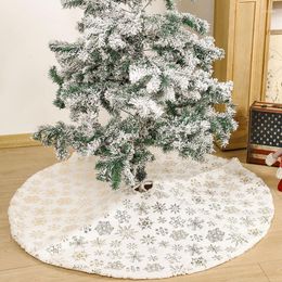 Christmas Decorations Tree Skirt Base Floor Mat Cover Snowflake Plush Warm Artificial Fur Apron Carpet Home Decor