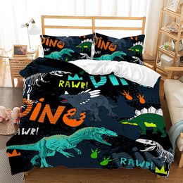 Bedding sets Cartoon Dinosaur Bedding Set Single Children Duvet Cover Microfiber Comforter/Quilt Cover Set Kids Bedclothes Bed Linen Set Twin