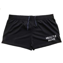 Men's Shorts MUSCLE ALIVE Brand Clothing Bodybuilding Shorts Men Fitness Workout Casual Print Cotton short pants 5 Colors Sportswear Z0216