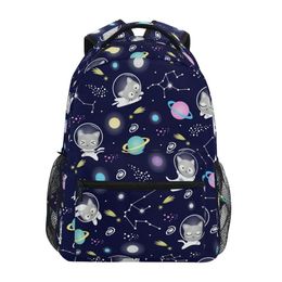 Adequado para as séries 1-9 crianças ortopédicas Backpack Backpack Space Cat College School Sacha para meninas Meninas Mochilas Kids Satchel300s