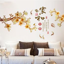 Wall Stickers Chinese Style 3D Flower Living Room Bedroom Backdrop Decor Decals DIY Teen Aesthetic Home Office