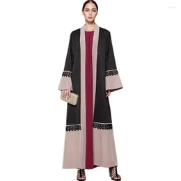 Ethnic Clothing Ramadan Eid Arab Fashion Open Abaya For Women Kimono Saudi Dubai Turkey Islam Muslim Long Dress Lace Patchwork Robe Femme