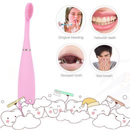 USB recargable silicona sónica cepillo de dientes dental cepillos orales limpios profundos masacos de goma suave impermeable dientes de muelas 2686