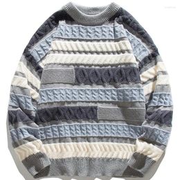 Men's Sweaters 2023 Wavy Stripe Sweater For Men Irregularity Spliced Jacquard Knitwear Pullover Winter Women Oversized Clothing