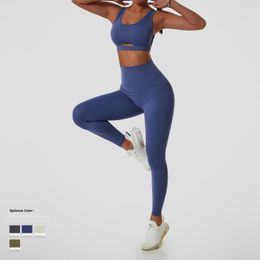 Active Sets Gym Yoga Set Sexy Back Workout Sportswear Environmental Protection Women Outfits Top Slim Sports Bra Leggings Custom Logo