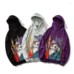 Men's Hoodies 2023 Mens Hip Hop Cartoon Old Man Smoking Printed Pullover Streetwear Urban Street Harajuku Autumn Sweatshirts