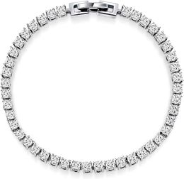 Sterling Silver Moissanite Tennis Bracelet White Gold Elegant Simple Trendy Lab Diamond Strand Jewelry - Fashion Party Prom Wedding