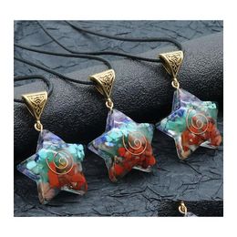 Pendant Necklaces Star 7 Chakras Orgonite Stone Necklace Five Points Shape Healing Energy Natural Orgone Crystal Pendum Whole Drop D Dhtaw