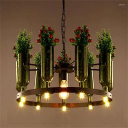 Pendant Lamps Modern Pastoral Style Lighting Fixtures With Glass Lampshade And Plant Flower Pot Hanging For Balcony Cafe Deco