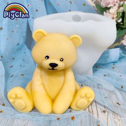 Candles 3D Sitting Bear Silicone Mold For Handmade Candle Soap Aromatherapy Making Mould DIY Decoration Crafts Form Baking Cake Tools 230217