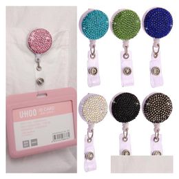 Jewellery 9 Colour Retractable Badge Reel Lanyard Id Card Holder Ski Pass Mtipurpose Keychain Metal Antilost Clip Party Favour Keyring D Dhlh1