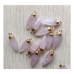 Charms Natural Rose Quartz Stone Cone Faceted Drop Pendants Diy Earring Necklace Bracelet Jewellery Accessories Makin Sport1 Delivery Dh27I