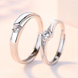 Wedding Rings Rhombus Copper Plated Platinum Resizable Zircon Couple Overlap Opening Men Women Finger Jewellery Wholesale
