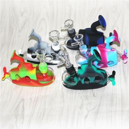 Submarine hookahs silicone & glass water pipes dab rigs oil burner bongs with 14mm male glass bowl reclaim bubbler catcher ash catchers