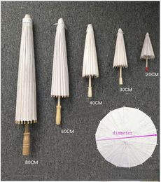 Classic Paper Brida Wedding Umbrella White Parasols Handmade Plain Chinese Mini Craft Umbrella For Hanging Ornaments 4 Sizes