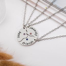 Pendant Necklaces 3Pcs/Set Friends Forever Necklace For Women Fashion BFF Inlaid Zircon Round Pendants Girls Jewellery Accessories Gifts