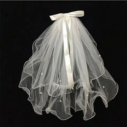 Women Elegant 4 Layers Tulle White Wedding Veils Ribbon Edge Wedding Accessories Bridal Veil With Comb