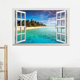 Wallpapers Fake Window Sea Wallpaper Wall Decals Removable Background Poster